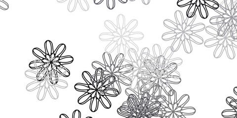 Light Gray vector doodle texture with flowers.
