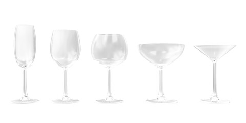 Set of Drinking Glasses on a white background