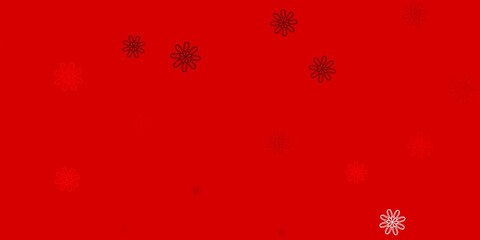 Light Orange vector doodle pattern with flowers.