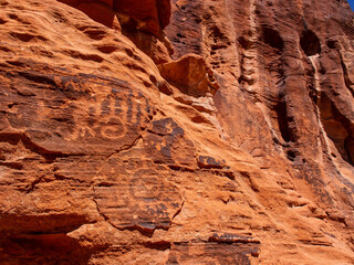 Indian Petroglyphs in Valley of Fire National Park, Nevada, USA