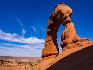 Fototapeta na wymiar Delicate Arch with Deep Blue Sky in Arches National Park, Utah, USA