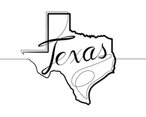 Texas State One Continuous Line Vector Illustration
