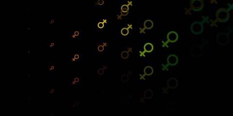 Dark Green, Yellow vector background with woman symbols.
