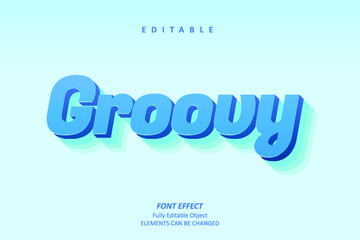 Groovy Blue Text Effect Editable Premium Vector