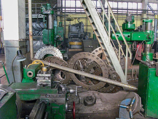 The factory floor of a metalworking plant of the last century. The concept of updating a fleet of...