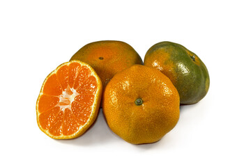 RIPE TANGERINES WITH WHITE BACKGROUND
