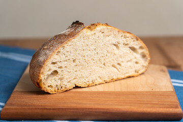 Freshly baked homemade loaf of sourdough bread