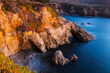 Evening Light on The Bluffs Of Soberanes Cove , Garrapata State Park Big Sur, California, USA