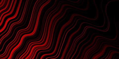 Dark Red vector background with curved lines.