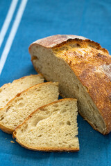 Freshly baked homemade loaf of sourdough bread