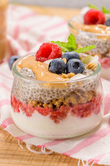 Chia pudding with oat and berries