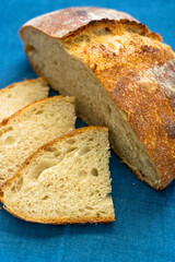 Freshly baked homemade loaf of sourdough bread