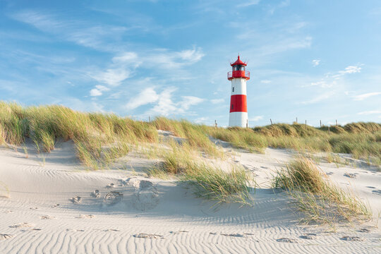 Lighthouse at the dune beach, Sylt, Schleswig-Holstein