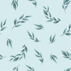 Abstract seamless pattern with leaves. Vector template.