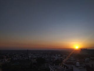 sunset over the city