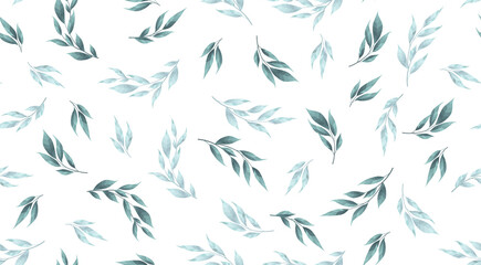Naklejka na ściany i meble Abstract seamless pattern with leaves. Vector template.