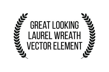 Black and white award badge with laurel palm leaves wreath vector