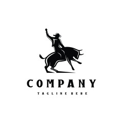 Cowboy logo design. Awesome a cowboy logo. A rodeo cowboy logotype.
