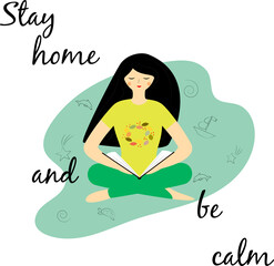 Vector illustration that encourages to stay at home and be calm