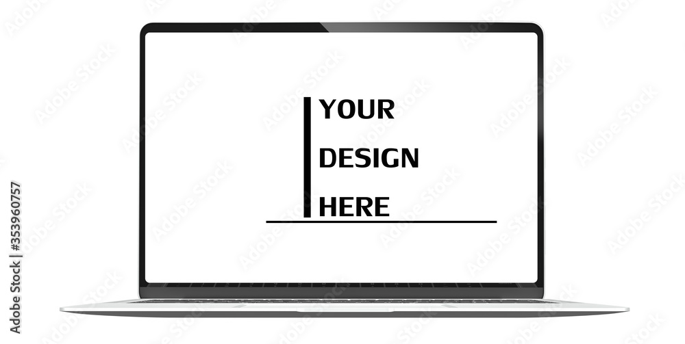 Aufkleber modern laptop mockup computer open white screen isolated with clipping mask on white background for 