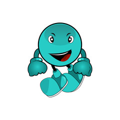 An illustration of a laughing emoji with a running. Design vector illustration