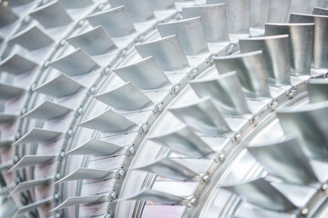 Fototapeta Wheel of the air compressor of an aircraft engine. obraz