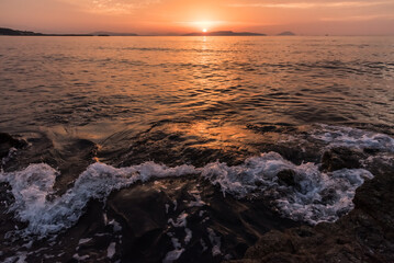 玄界灘夕日と広大な海の風景