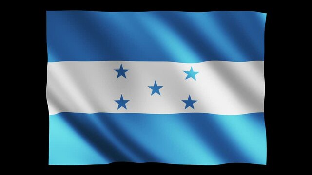 Honduras flag waving in slow motion 3D rendering with alpha.