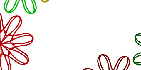 Light Green, Red vector natural artwork with flowers.