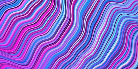Light Pink, Blue vector pattern with curved lines.