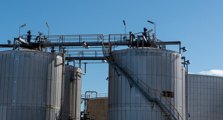 oil and gas tanks in a plant to be process