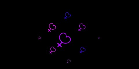 Dark Pink, Blue vector backdrop with woman's power symbols.