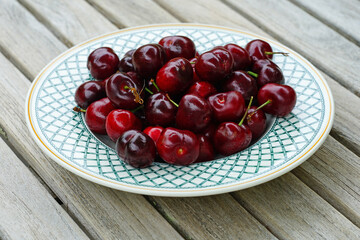 Bowl of fresh red cherries