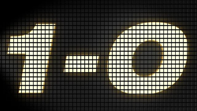 Digital scoreboard with 1 - 0 score text footage.