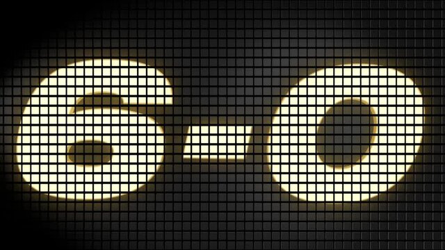 Digital scoreboard with 6 - 0 score text footage.
