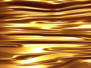 Golden abstract wavy liquid background