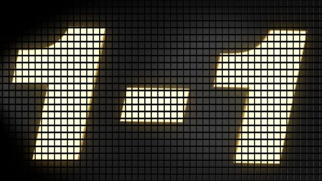 Digital scoreboard with 1 - 1 score text footage.