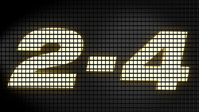 Digital scoreboard with 2 � 4 score text footage.