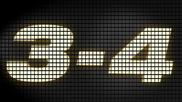 Digital scoreboard with 3 � 4 score text footage.