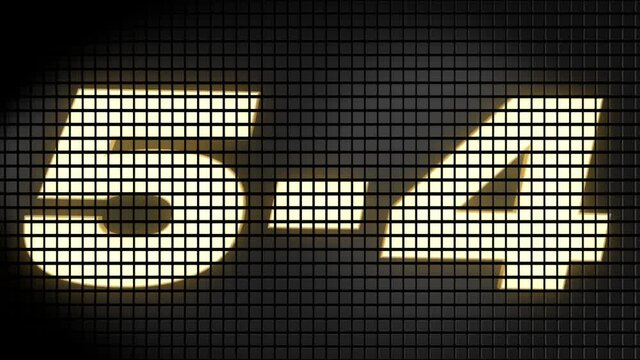 Digital scoreboard with 5 � 4 score text footage.