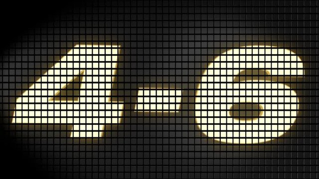 Digital scoreboard with 4 � 6 score text footage.