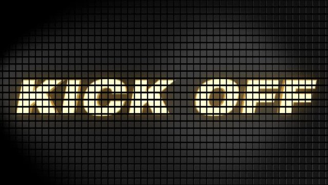 Digital scoreboard with kickoff text footage.