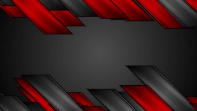 Red and black glossy stripes abstract tech motion background. Seamless looping. Video animation Ultra HD 4K 3840x2160