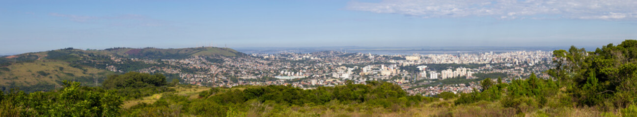 Fototapeta na wymiar Panorama of Porto Alegre city from Morro Santana mountain