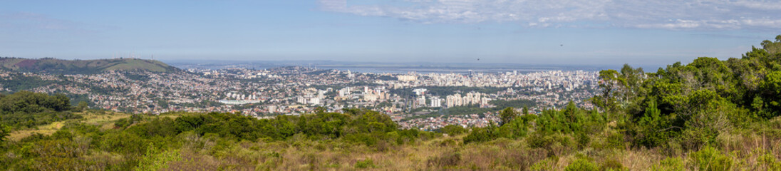 Fototapeta na wymiar Panorama of Porto Alegre city from Morro Santana mountain