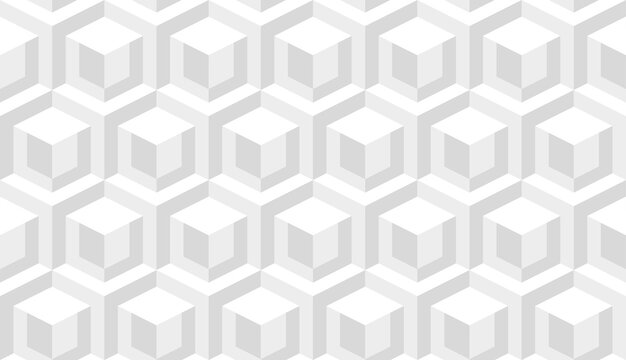 Abstract Cube Isometric Background. Seamless Wallpaper Texture. White Graphic Design