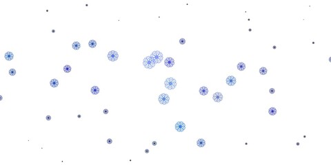 Light Pink, Blue vector doodle background with flowers.