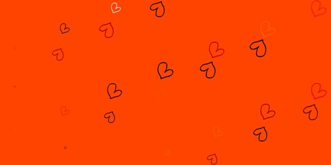 Light Orange vector background with hearts.