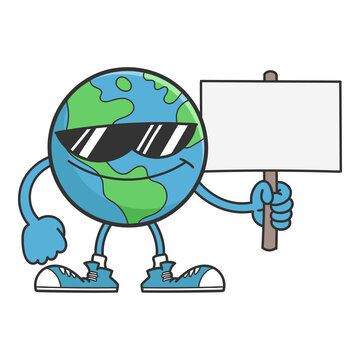 Planet earth cartoon character with sunglasses
