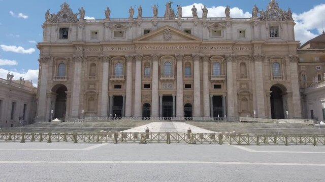 Saint Peters Basilica in Rome on a sunny summer morning, Italy. 
